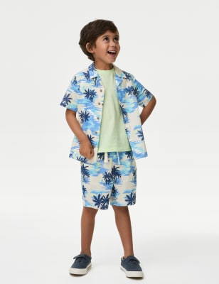 

Boys M&S Collection Pure Cotton Palm Tree Shorts (2-8 Yrs) - Blue Mix, Blue Mix