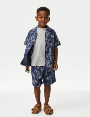 

Boys M&S Collection Pure Cotton Palm Tree Shorts (2-8 Yrs) - Navy Mix, Navy Mix