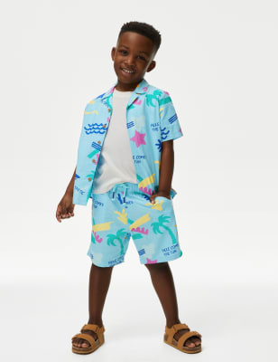 

Boys M&S Collection Pure Cotton Holiday Print Shorts (2-8 Yrs) - Aqua Mix, Aqua Mix