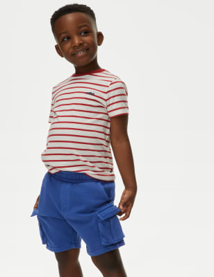 

Boys M&S Collection Cotton Rich Garment Dyed Cargo Shorts (2-8 Yrs) - Blue, Blue