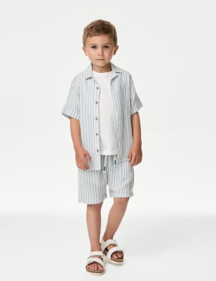 

Boys M&S Collection Pure Cotton Striped Shorts (2-8 Yrs) - Blue Mix, Blue Mix