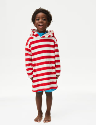 

M&S Collection Frotteeponcho mit hohem Baumwollanteil und Streifenmuster (2-8 J.) - Red Mix, Red Mix