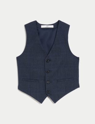 

Boys M&S Collection Checked Suit Waistcoat (2-8 Yrs) - Navy, Navy