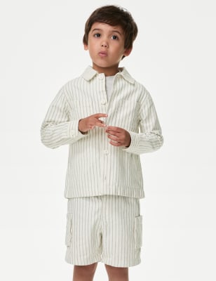 

Boys M&S Collection Pure Cotton Striped Shacket (2-8 Yrs) - Cream Mix, Cream Mix