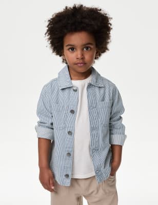 

M&S Collection Denimjacke mit feinem Streifenmuster (2-8 Jahre) - Blue Mix, Blue Mix
