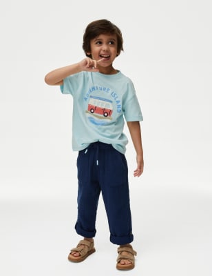 

Boys M&S Collection Pure Cotton Drawstring Trousers (2-8 Yrs) - Navy, Navy