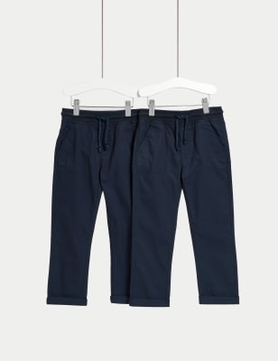 

Boys M&S Collection 2pk Pure Cotton Ripstop Trousers (2-8 Yrs) - Navy, Navy