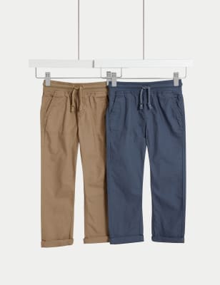 

Boys M&S Collection 2pk Pure Cotton Ripstop Trousers (2-8 Yrs) - Brown Mix, Brown Mix