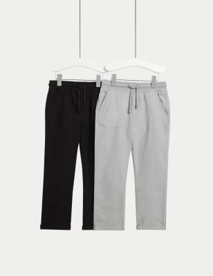 

Boys M&S Collection 2pk Pure Cotton Ripstop Trousers (2-8 Yrs) - Black/Grey, Black/Grey