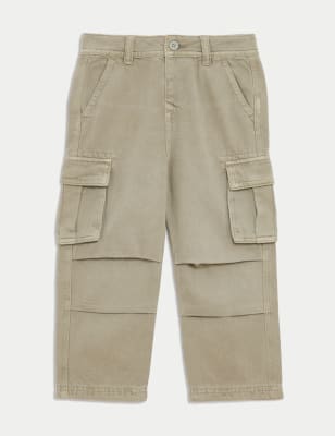 

Boys M&S Collection Pure Cotton Wide Leg Cargo Trousers (2-16 Yrs) - Sage, Sage