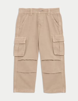 

Boys M&S Collection Pure Cotton Wide Leg Cargo Trousers (2-16 Yrs) - Neutral, Neutral