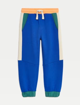 

Boys M&S Collection Cotton Rich Colour Block Joggers (2-8 Yrs) - Blue Mix, Blue Mix