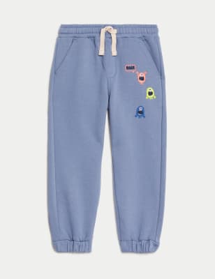 

Boys M&S Collection Cotton Rich Embroidered Monster Joggers (2-8 Yrs) - Blue, Blue