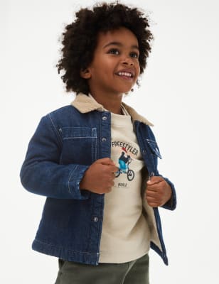 

Boys M&S Collection Denim Borg Lined Shacket (2-8 Yrs), Denim