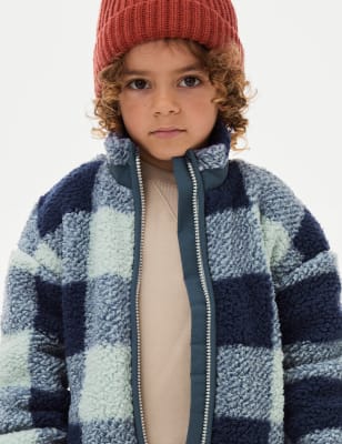 

Boys M&S Collection Borg Checked Jacket (2-8 Yrs) - Blue Mix, Blue Mix