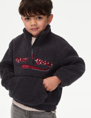 

M&S Collection Jacke aus Borg mit Schriftzug „New York“ (2-16 J.) - Grey, Grey