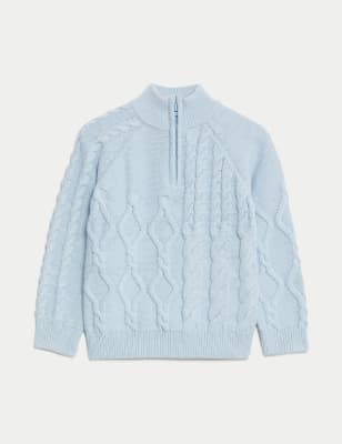 

M&S Collection Pullover aus reiner Baumwolle mit halbem Reißverschluss (2-8 Jahre) - Blue, Blue