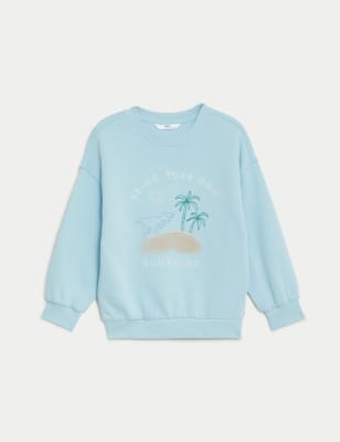 

Boys M&S Collection Cotton Rich Dinosaur Sweatshirt (3-8 Yrs) - Blue, Blue