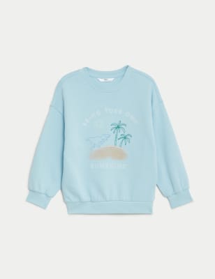 

Boys M&S Collection Cotton Rich Dinosaur Sweatshirt (3-8 Yrs) - Blue, Blue
