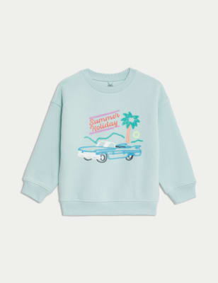 

Boys,Unisex,Girls M&S Collection Cotton Rich Summer Car Sweatshirt (2-8 Yrs) - Light Blue, Light Blue