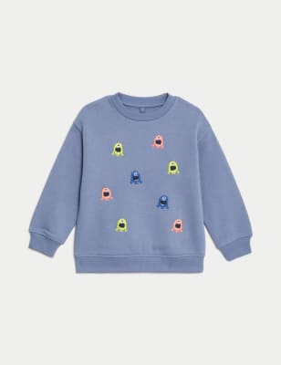 

Boys M&S Collection Cotton Rich Monster Embroidered Sweatshirt (2-8 Yrs) - Blue, Blue