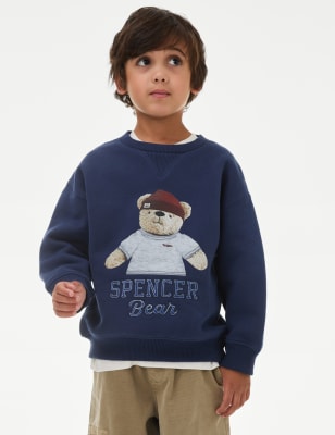 

Boys Cotton Rich Spencer Bear™ Christmas Sweatshirt (2-8 Yrs) - Navy, Navy