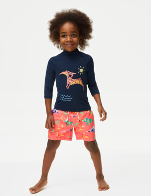 

Boys,Unisex,Girls M&S Collection 2pc Dinosaur Swim Set (2-8 Yrs) - Coral Mix, Coral Mix