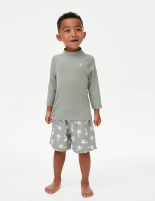 

M&S Collection 2-teiliges Badeset mit Palmenmuster (2-8 J.) - Light Khaki, Light Khaki