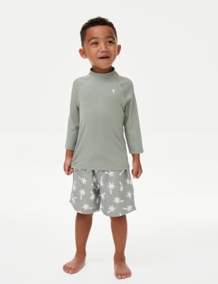 

Boys,Unisex,Girls M&S Collection 2pc Palm Print Swim Set (2-8 Yrs) - Light Khaki, Light Khaki