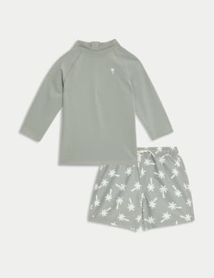 

Boys,Unisex,Girls M&S Collection 2pc Palm Print Swim Set (2-8 Yrs) - Light Khaki, Light Khaki