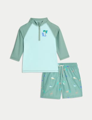 

Boys M&S Collection 2pc Dinosaur Long Sleeve Swim Set (2-8 Yrs) - Green Mix, Green Mix