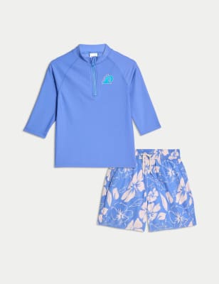 

Boys M&S Collection 2pc Hibiscus Long Sleeve Swim Set (2-8 Yrs) - Blue Mix, Blue Mix