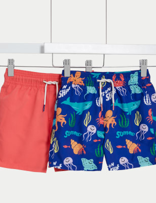 

Boys M&S Collection 2pk Underwater Print Swim Shorts (2-8 Yrs) - Coral Mix, Coral Mix