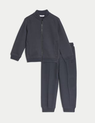 

Boys M&S Collection 2pc Bomber & Trousers Outfit (2-8 Yrs) - Charcoal, Charcoal