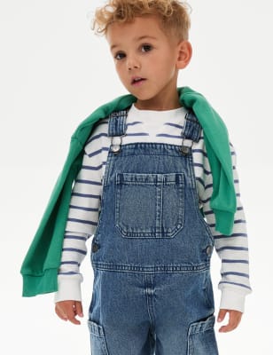 

Boys M&S Collection 2pc Cotton Rich Striped Dungaree Outfit (2-8 Yrs) - Denim, Denim