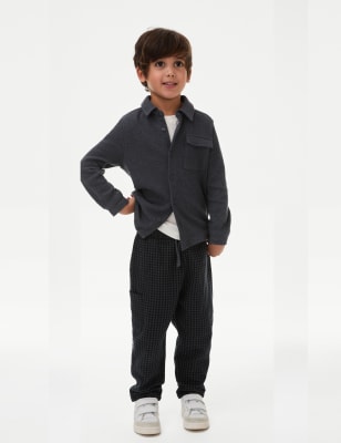 

M&S Collection Conjunto de 2 piezas de pantalón y camisa de algodón (2-8 años) - Navy Mix, Navy Mix