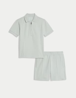 

Boys M&S Collection Cotton Blend Pique Top & Bottom Outfit (2-16 Yrs) - Light Turquoise, Light Turquoise