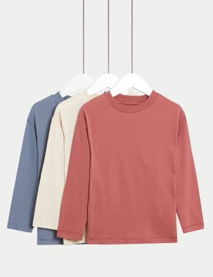 

M&S Collection Pack de 3 tops 100% algodón lisos (2-8 años) - Red Mix, Red Mix