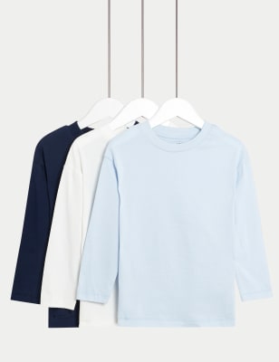 

Boys M&S Collection 3pk Pure Cotton Plain Tops (2-8 Yrs) - Blue Mix, Blue Mix