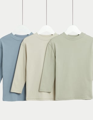 

Boys M&S Collection 3pk Pure Cotton Plain Tops (2-8 Yrs) - Light Blue Mix, Light Blue Mix