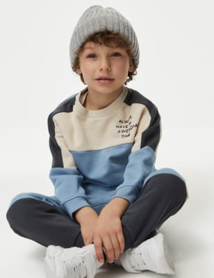 

Boys M&S Collection 2pc Cotton Rich Top & Bottom Outfit (2-8 Years) - Blue Mix, Blue Mix