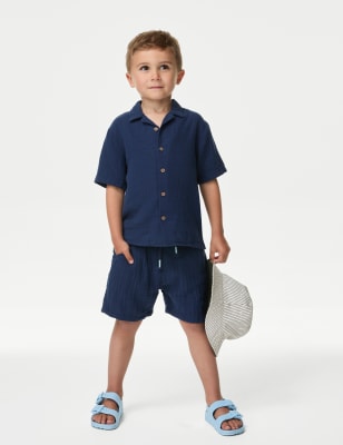 

Boys M&S Collection 2pc Pure Cotton Top & Bottom Outfit (2-8 Yrs) - Navy, Navy