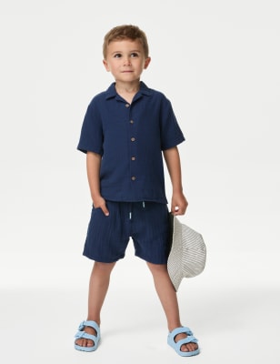

Boys M&S Collection 2pc Pure Cotton Top & Bottom Outfit (2-8 Yrs) - Navy, Navy