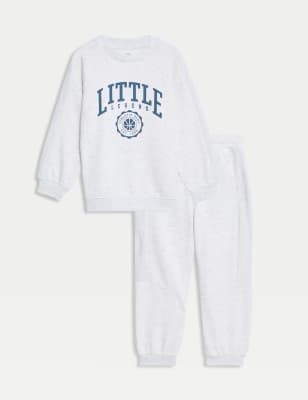 

M&S Collection 2-teiliges Outfit mit hohem Baumwollanteil und „Little Legend“-Schriftzug (2-8 J.) - Grey Marl, Grey Marl