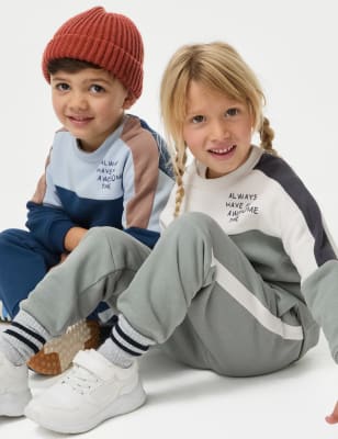 

Boys M&S Collection Cotton Rich Colour Block Sweatshirt & Joggers (2-8 Yrs) - Green Mix, Green Mix