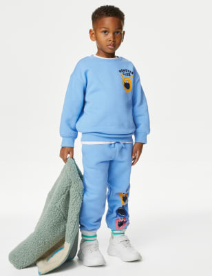 

Boys M&S Collection Cotton Rich Monster Joggers (2-8 Yrs) - Light Blue, Light Blue