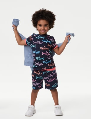 

Boys M&S Collection Cotton Rich Shark Print Shorts (2-8 Yrs) - Navy Mix, Navy Mix