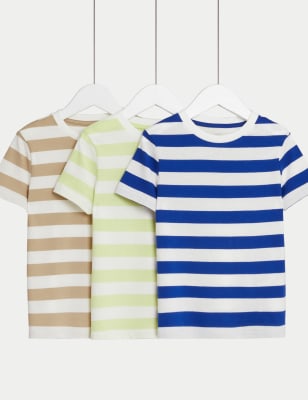 

M&S Collection Pack de 3 camisetas 100% algodón de rayas (2-8 años) - Multi, Multi