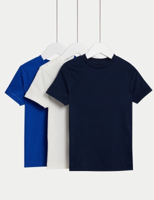 

M&S Collection Pack de 3 camisetas 100% algodón lisas (2-8 años) - Navy Mix, Navy Mix