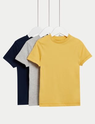 

M&S Collection Pack de 3 camisetas 100% algodón lisas (2-8 años) - Gold Mix, Gold Mix